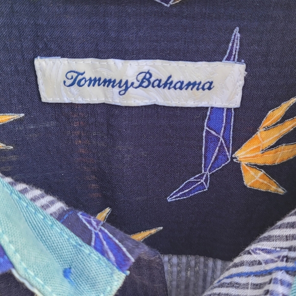 TOMMY BAHAMA Mens Seersucker Toucan Print Campshirt Short Sleeve Size Small Blue - Picture 4 of 7